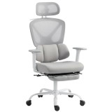 HOMCOM Scaun de birou ergonomic, fotoliu de birou cu suport lombar dinamic adaptiv, 73x75x120-128cm, gri | Aosom Romania