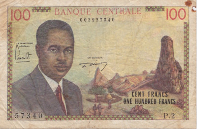 CAMERUN CAMEROON 100 FRANCS 1962 UZATA foto