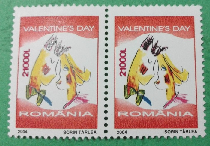 TIMBRE ROMANIA MNH LP 1628/2004 ZIUA &Icirc;NDRĂGOSTIȚILOR -Serie &icirc;n pereche-