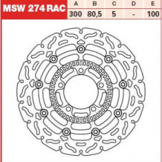 Disc frână flotant față, 300/80,5x5mm 5x100mm, diametru gaură de centrare 10,3mm, spacing 0 (contains ABS sensor) compatibil: KAWASAKI ER-6F 650 (Vers