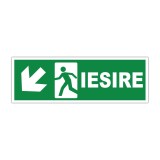 Indicator evacuare &bdquo;Ieșire&rdquo; cu săgeată st&acirc;nga jos