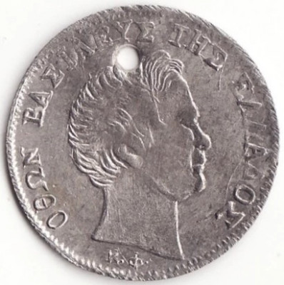 Moneda Grecia - 1/4 Drachma 1834 - Argint - Posibil fals de epoca foto
