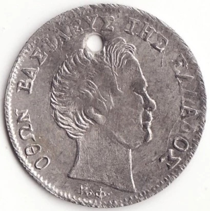 Moneda Grecia - 1/4 Drachma 1834 - Argint - Posibil fals de epoca