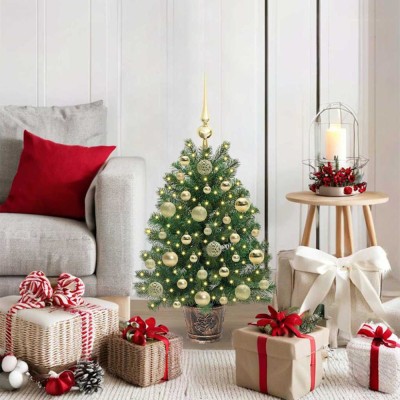 vidaXL Brad de Crăciun artificial cu 150 LED Verde 75 cm PE și PVC 3397306 foto