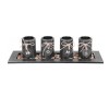Suport 4 lumanari, model HOME, lemn si pietre naturale, negru, 39x12.5x10 cm, Magic Home