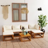 vidaXL Set mobilier de grădină cu perne crem, 7 piese, lemn de acacia 3057652
