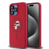 Husa pentru iPhone 15 Pro Max - Karl Lagerfeld Silicone Ring MagSafe (KLHMP15XSCMKCRHR) - Red Karl&amp;Choupette