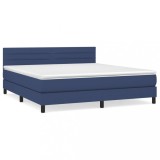 Cumpara ieftin Pat continental cu saltea, albastru, 160x200cm, material textil