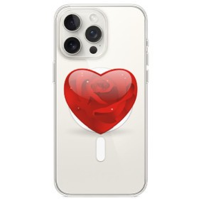 Husa personalizata apple iphone 14 pro, magsafe, rose heart foto