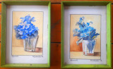 Două acuarele pereche &ndash; pahare cu flori albastre, 1946, Acuarela, Realism