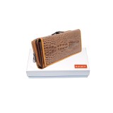 Cumpara ieftin Portofel din Piele Naturală Lăcuită maro cu Model 3D Aligator - Magrot 20244