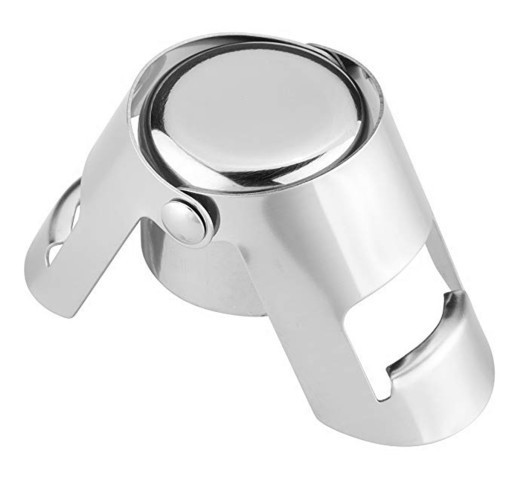 Dop pentru sticle cu bauturi, otel si plastic, reutilizabil, 5.5 x 3.8 cm, argintiu