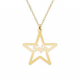 Rita - Colier personalizat stea cu nume decupat din argint 925 placat cu aur galben 24 Karate