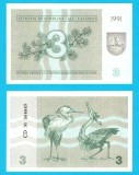 Lituania (pick 33) 3 Talonas 1991 UNC; St&acirc;rci Cenuşii