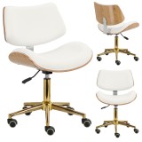Taburet cosmetic cu spătar hoker frizeresc taburet scaun rotativ rotund reglabil alb