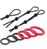 Set inele penis More Exciting 9pcs Negru/Rosu