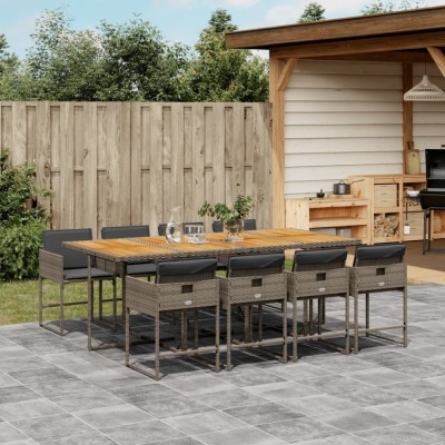 vidaXL Set mobilier grădină cu perne, 9 piese, gri, poliratan 3278053 foto