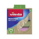 P&acirc;nză Vileda, microfibră, fibre reciclabile, pachet. 3 buc