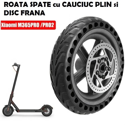 Roata spate 8.5 inch trotineta electrica Xiaomi M365 Pro / Pro 2 cu cauciuc plin si disc de frana foto