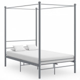 Cadru de pat cu baldachin, gri, 120x200 cm, metal GartenMobel Dekor, vidaXL