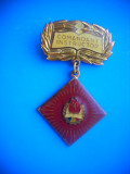 HOPCT ROMANIA INSIGNA VECHE PIONIER-COMANDANT INSTRUCTOR -TIP MEDALIE- RARA, Romania de la 1950