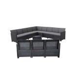 Set mobilier gradina Curver Claire IV, 12 locuri, plastic, cu masa depozitare, grafit