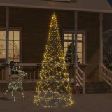 Brad de Crăciun pe catarg, 500 LED-uri, alb cald, 300 cm