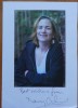 Autograf al scriitoarei Tracy Chevalier pe fotografie, autoarea celebrei carti: Fata cu cercel de perla, cu plicul original