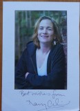Autograf al scriitoarei Tracy Chevalier pe fotografie, autoarea celebrei carti: Fata cu cercel de perla, cu plicul original