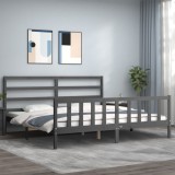 VidaXL Cadru pat cu tăblie 200x200 cm, gri, lemn masiv 3191928