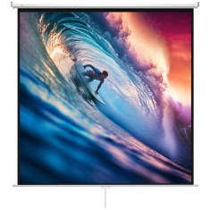 HOMCOM Ecran de Proiecție 120 Inch Format 1:1, Ecran Rulabil cu Unghi de 160&deg; și Montare pe Tavan sau Perete, 223x8x223 cm, Alb | Aosom Romania