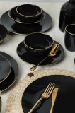 Keramika Set de vesela - Ege Black/Gold - 30 bucăți - 6 persoane - Stoneware