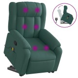 Cumpara ieftin Fotoliu rabatabil de masaj, cu ridicare, verde inchis, textil