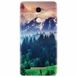 Husa silicon pentru Xiaomi Remdi Note 3, Forest Hills Snowy Mountains And Sunset Clouds