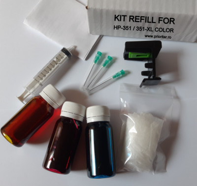 Kit refill reincarcare si desfundare cartuse HP351 HP 351XL CB337EE CB338EE foto