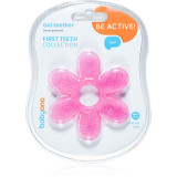 BabyOno Be Active Gel Teether jucărie pentru dentiție Flower Pink 1 buc