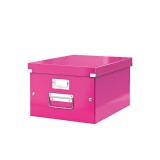 Cutie depozitare carton laminat pliabila cu capac 280 x 200 x 370 mm Leitz WOW Click&amp;Store roz