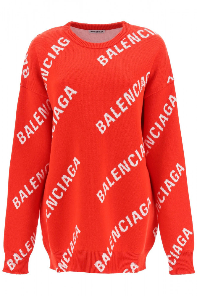 Bluza dama Balenciaga oversized sweater with jacquard logo 625329 T3178  Multicolor | arhiva Okazii.ro