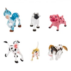 Set Figurine Animale Plastic, Model Cartoon de Fermă, 6 Bucăți, Multicolor, 9x7 cm