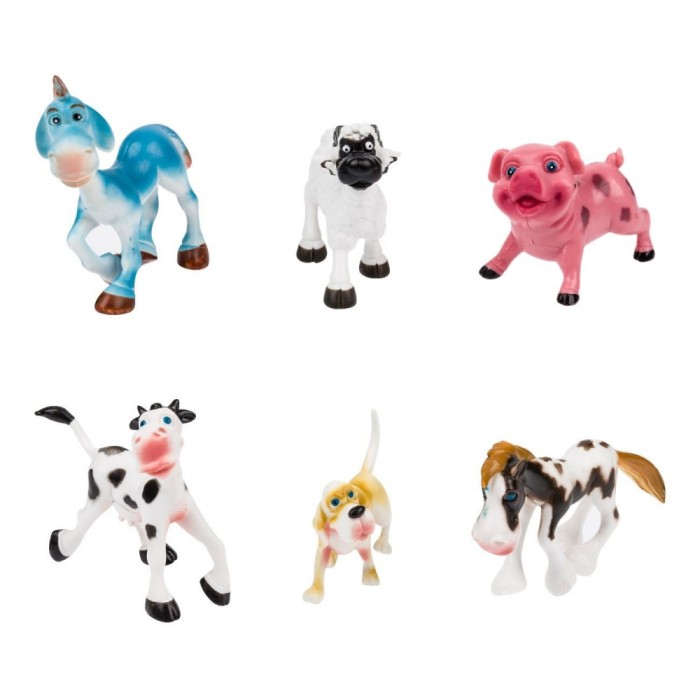 Set Figurine Animale Plastic, Model Cartoon de Fermă, 6 Bucăți, Multicolor, 9x7 cm