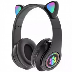 Casti audio wireless pentru copii, Cat Paw Ear, negru OMC