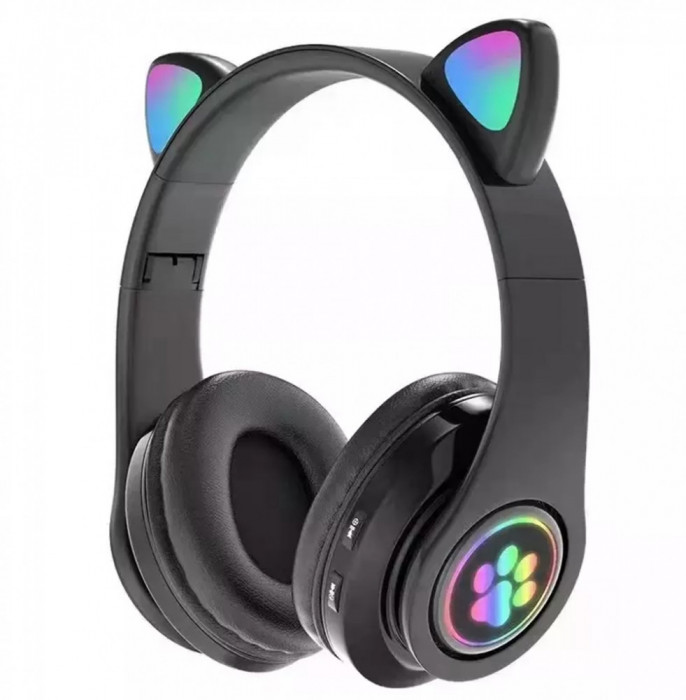 Casti audio wireless pentru copii, Cat Paw Ear, negru OMC