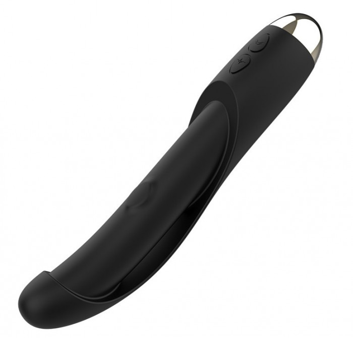Vibrator Twilight, Vibrating&amp;Patting, 10+10 Moduri Stimulatoare, USB Magnetic, Silicon, Negru, 21 cm, Guilty Toys, Glamour