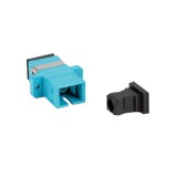 Adaptor retea fibra optica cu conectori SC/UPC, Lanberg 43368, MM SIMPLEX OM3, cu capace negre, turcoaz