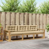 vidaXL Set de canapele de exterior cu pernă 3 pcs Alb și Bej Poliester 3385997