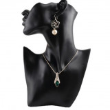 Bust Prezentare Bijuterii Watchbox, 28cm, Rasina, Negru/Alb - Suport Elegant Expozitie Coliere, Lanturi