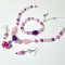 Reducere ! Set elegant roz, trandafir, colier, bratara, cercei, margele sticla