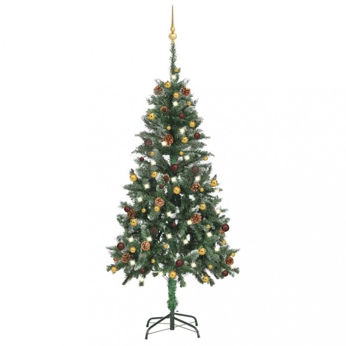 Brad de Crăciun pre-iluminat artificial cu set globuri, 150 cm