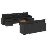 Cumpara ieftin Set canapele de gradina cu perne, 11 piese, negru, poliratan