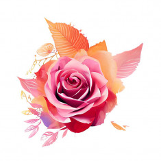 Sticker decorativ, Trandafir, Roz, 60 cm, 7574ST